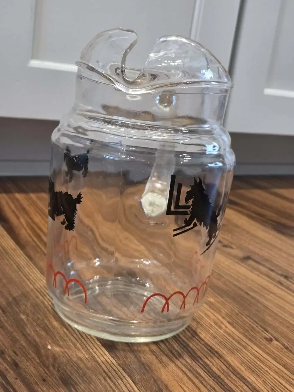 Vtg Hazel Atlas Black Scottie Dog Glass Pitcher 6